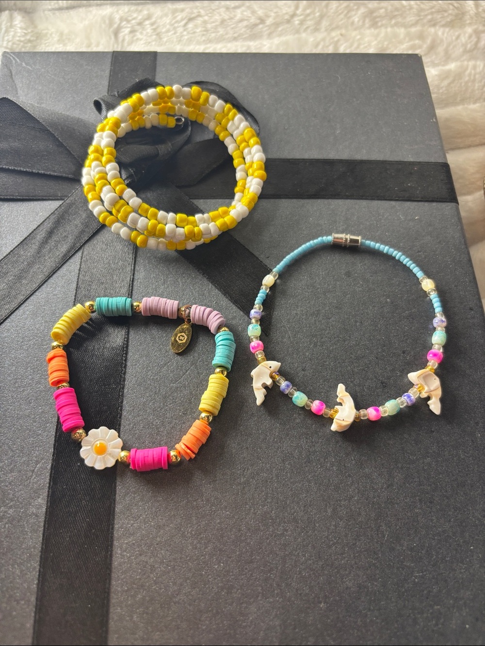 Kids Multicolor Beaded Bracelet Set - Yellow, Pink, Blue NWOT